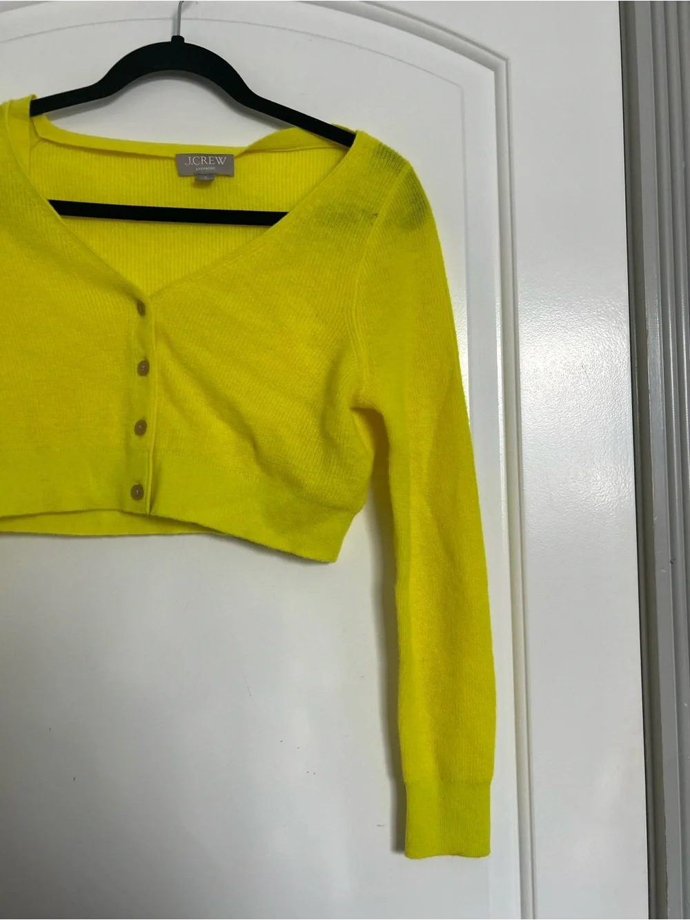 J. Crew Featherweight 100% cashmere cropped cardigan sweater Size S Preppy Chic